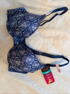 Maidenform Navy Blue Floral T-Shirt Bra